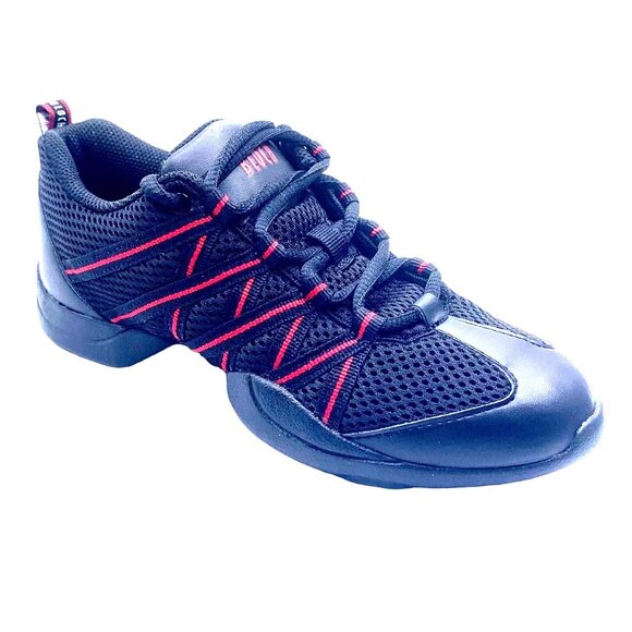 Bloch Split Sole Mesh Criss Cross Red Black Hip Hop Dance Sneakers Non Mark Comp - Picture 3 of 13
